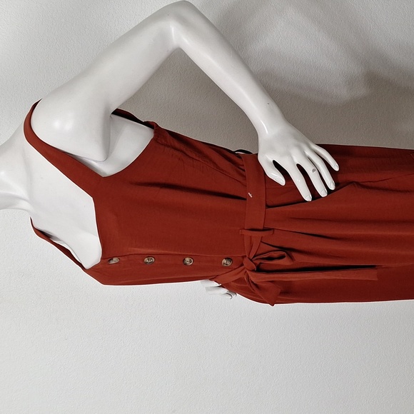 As U Wish "NEW" Juniors' Rust Boho Belted Cargo Jumpsuit Overalls Size L - Picture 7 of 14